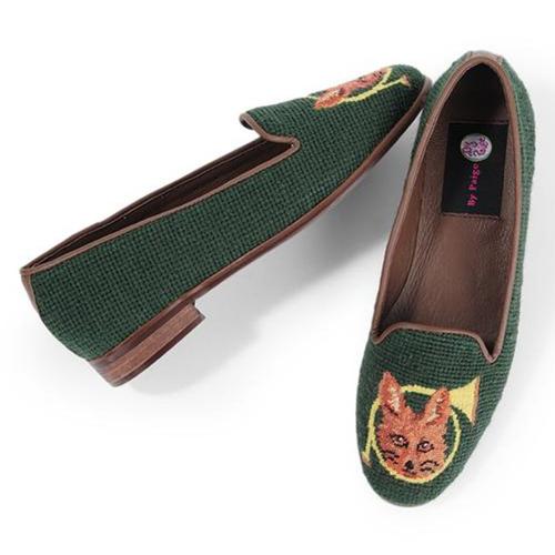 By Paige Fox and Horn on Forest Green Needlepoint Loafers  Apparel & Accessories > Shoes > Loafers