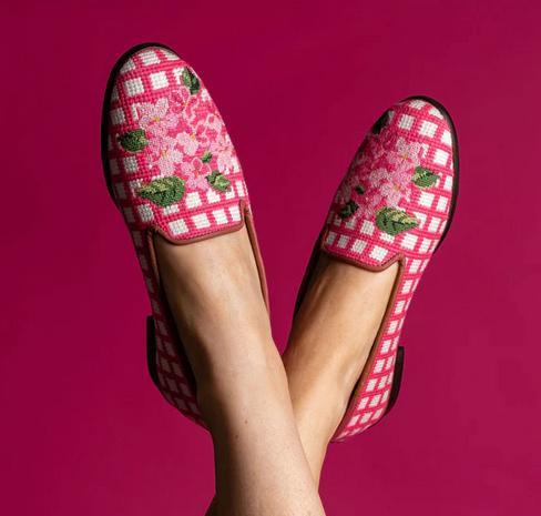 By Paige Pink Hydrangea Needlepoint Loafer  Apparel & Accessories > Shoes > Loafers