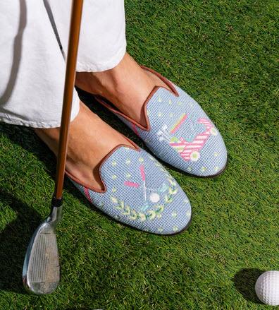  By Paige Needlepoint Mule in Golf  Apparel & Accessories > Shoes > Clogs & Mules