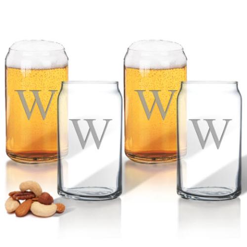 Personalized Beer Can Glasses Set of 4  Home & Garden > Kitchen & Dining > Tableware > Drinkware > Pint Glasses