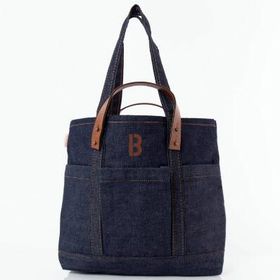 Monogrammed Heritage Denim Crafted Tote  Apparel & Accessories > Handbags > Tote Handbags