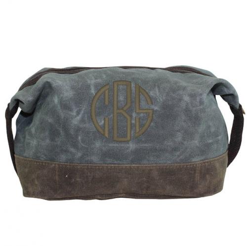 Personalized Waxed Dopp Kit in Slate  Luggage & Bags > Toiletry Bags